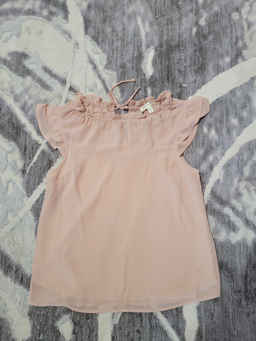 Monteau Soft Blush Ruffle-Trim Sleeveless Top Size M